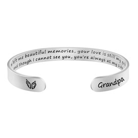 JoycuFF In Memory Of Gifts for Loss of Grandfather Grandpa Memorial Jewelry Sympathy Bracelet Secret Message Engraved Grief Bereavement Gifts for Women