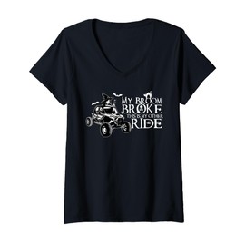 Womens My Broom Broke This Is My Other Ride Side-By-Side UTV SXS V-Neck T-Shirt