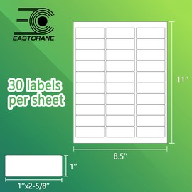 EastCrane 1" x 2-5/8" Printable Mailing Address Labels,3,000 Sticker Labels(100 Sheets),White Blank Labels for Laser/Inkjet Printer,Permanent Adhesive Name Labels,FBA Labels