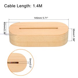 PATIKIL Wooden LED Light Base Stand, 2 Packs Oval Wooden 3.74" x 0.2" White Lights Display Pedestals for Acrylic Nightlight Crystal Art, Wood Color