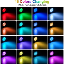 NATPOW Pond Lighting LED Underwater, Underwater Lighting RGB Underwater Pond Light with Remote Control, IP68 Waterproof, Colour Changing Garden Lighting for Garden, Patio, Tree (4 in 1)