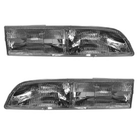 TRQ 2 Piece Headlight Assembly Set Driver & Passenger Side Compatible with Ford Crown Victoria 1992-1997 FO2502131 FO2503131 F2AZ-13008A F2AZ-13008B F2AZ13008A F2AZ13008B