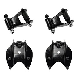 TRQ Rearward Leaf Spring Shackle & Bracket Hanger Set LH & RH Side 4pc Set for 1997-2003 Ford F150 F250 Pickup Truck