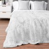 Pavilia White Fluffy Throw Blanket, Fuzzy Plush Warm Blanket for