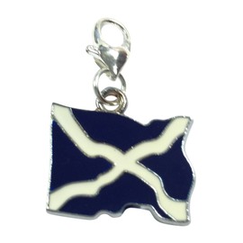 Libby's Market Place Scottish Flag The Saltire St Andrew's Cross Scotland Flag Clip on Charm with Velvet Gift Bag