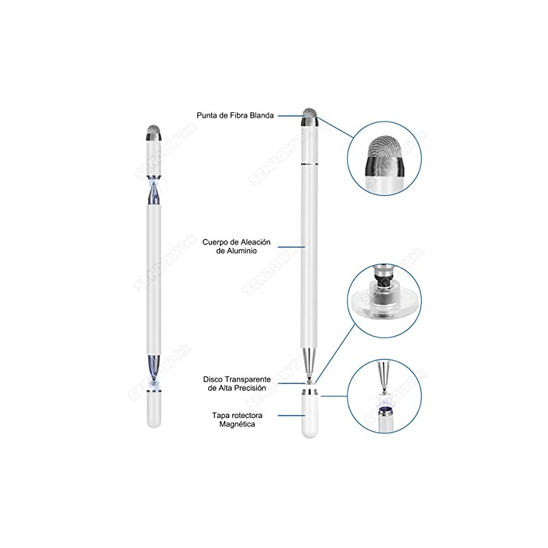 Sendowtek Lápiz Táctil Capacitivo 3 en 1, Lápiz Óptico para