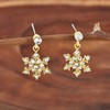 Polished Crystal Gold Tone Snowflake Dangle Earrings