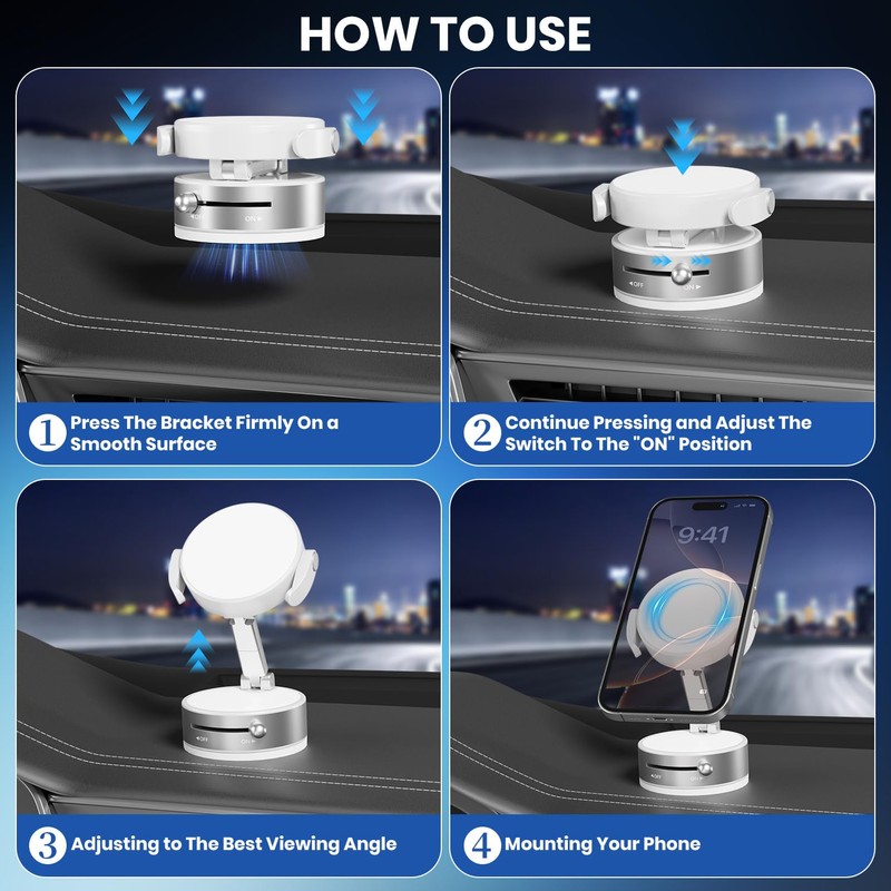 Upgraded 360° Vacuum Magnetic Clamping Phone Holder, Vacuum Suction Magnetic