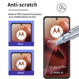 TUTUO Displayschutz für Motorola Moto Razr 60 Ultra 5G Schutzfolie, [2+2 Stück] Schutzfolie Innere + Vorder Displayschutzfolie, [Blasenfrei] [Kratzbeständig] Vollabdeckung HD TPU Weich Folie