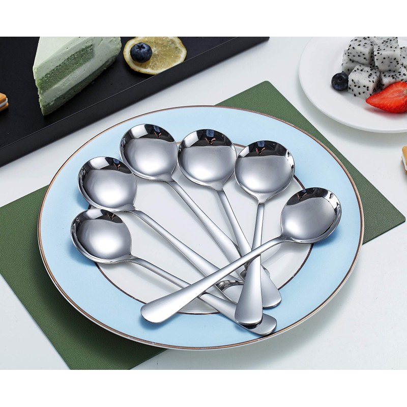 Soup Spoons, Kyraton 6 Pieces 19 cm Stainless Steel Round