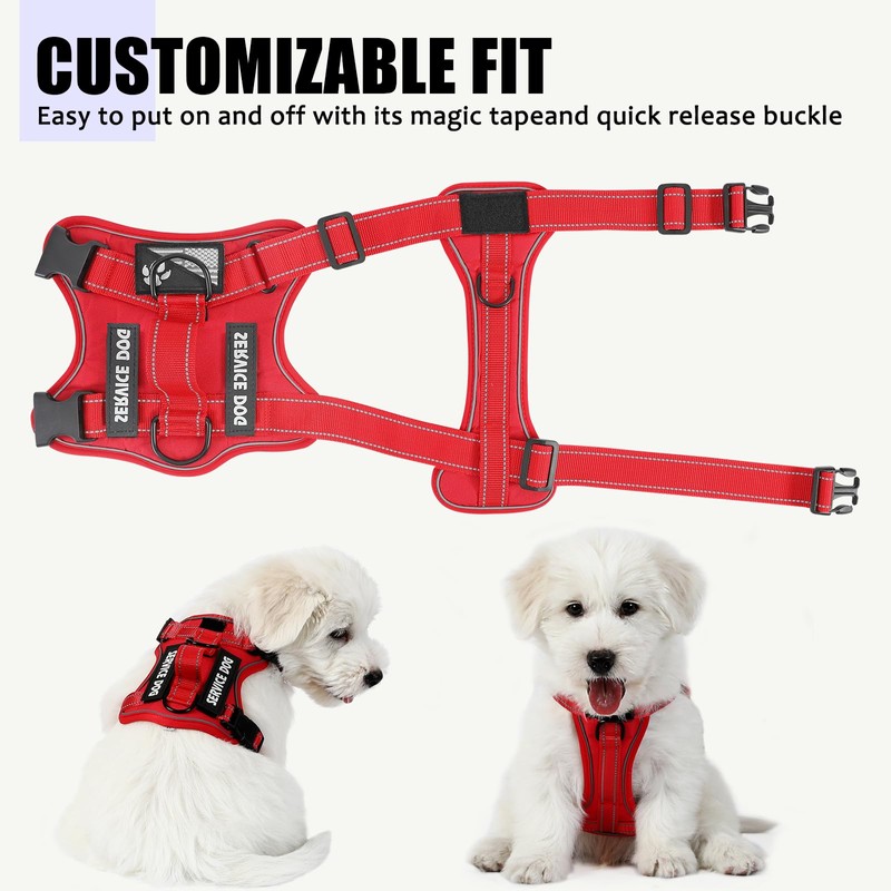 Demigreat Service Dog Harness, Reflective Dog Vest Harness with 5