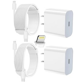 Cargador de iPhone de carga rápida, paquete de 2 bloques de carga de pared tipo C con 2 unidades [6 pies y 10 pies] cable USB C a Lightning para iPhon