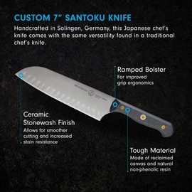 Messermeister Custom 7” Kullens Santoku Knife - X50 German Stainless Steel - Rust Resistant & Easy to Maintain - Made in Solingen, Germany