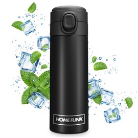 HOMEFUNK Insulated Stainless Steel Water Bottle Flask for Hot and Cold Drinks Coffee and Baby Bottles Hot Water Flask Thermal Flask 420ML (Matte Black)