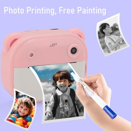 Yoidesu Cámara de Impresión Instantánea para Niños, Regalos de Cumpleaños de Navidad para Niñas y Niños, Cámaras de Vídeo Digitales HD para Niños Pequeños, Pantalla de 2 Pulgadas,
