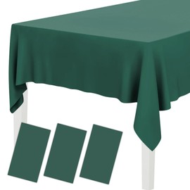 LONGDENEKHALIQ 3 Pcs Green Disposable Rectangle Tablecloths - 137x274cm Plastic Table Covers for Party, Picnic, Wedding, Birthday, and Christmas Decorations
