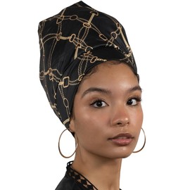 Olivia Sylx Satin Hair Wrap - Satin Sleep Cap & Hair Bonnet for Sleeping - Satin Lined Sleep Cap, Sleeping Bonnet Satin Head Wrap, Chains, One Size