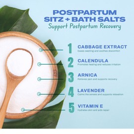 CaboCréme Postpartum Sitz + Bath Salts – 24oz – Postpartum Bath Soak for Perineal Care, Healing Tears, Swelling & Hemorrhoids – Dead Sea Salt with Magnesium – OB-GYN Created Recovery Essential