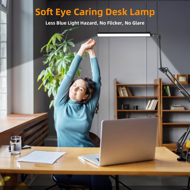 NOEVSBIG LED Desk Lamp with Clamp,2-in-1 Clamp on Desk Lamps