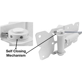 Self Closing Vinyl Gate Hinges - White - for Vinyl, PVC and Plastic Fencing: Vinyl Fence Gate Hinges w/Mounting Hardware