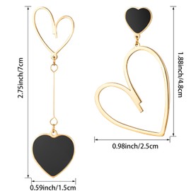 CWVHQ Asymmetric Heart Dangle Earrings Hollow Love Heart Drop Statement Long Earrings for Women Valentine'S Day Anniversary Day Jewelry (Asymmetry)