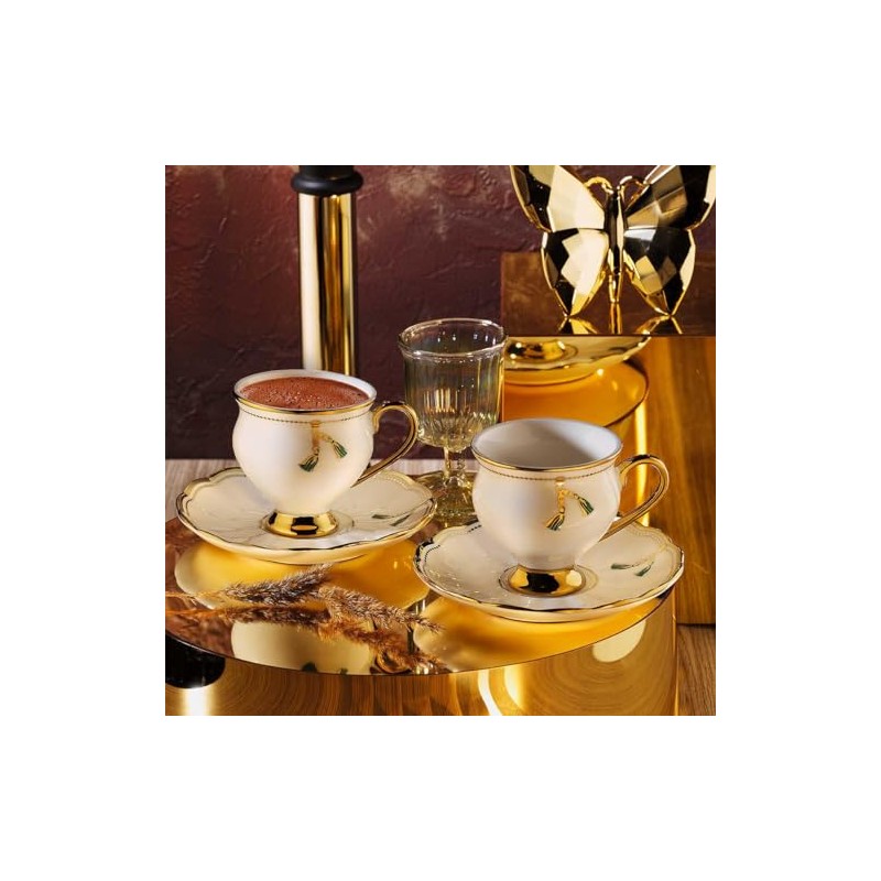 derya home Liona Porcelain Espresso Cup Set, Turkish Coffee Cup