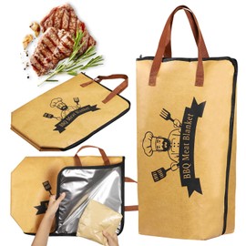 BBQ Blanket for Resting Meat, Reusable Smoker Grilling Meat Insulated Resting Bag, Meat Resting Blanket for BBQ Accessories for Large Brisket/Beef/Pork Shoulders/Turkeys (21in)