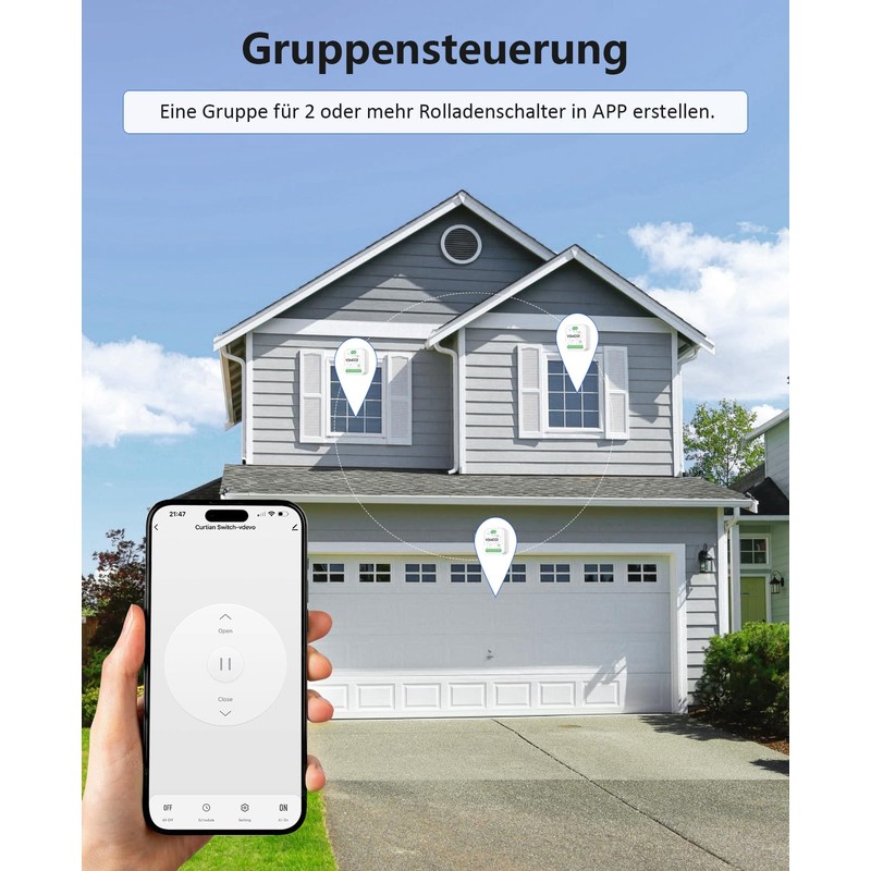 YOMOGI WiFi Roller Shutter Switch with RF Remote Control, WiFi