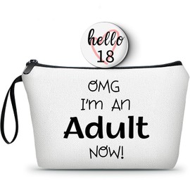 Regalos de cumpleaños número 18 para niñas, regalo de cumpleaños número 18 para hija, bolsa de maquillaje con espejo, regalos para mujeres, cumpleaños, regalo de feliz cumpleaños, regalos para niña de