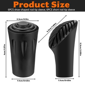 14 x Nordic Walking Poles, Rubber Buffers, Nordic Walking Pads, Trekking Rubber Buffers, 3 Styles, Nordic Walking Poles, Pads, 11 mm Non-Slip Hiking Poles, Rubber Buffer for Hiking Poles, Trekking