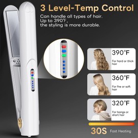 Cordless Hair Straightener and Curler 2 in 1 Ceramic Flat Iron Mini Cordless Portable Travel Hot Tools Straight Curl for Women Men USB Rechargeable with Pouch (White)