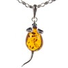 Baltic amber and sterling silver 925 cognac mouse pendant (no