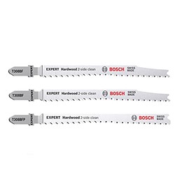 Bosch Professional 3X Expert ‘Hardwood 2-Side Clean‘ Jigsaw Blade Set (Length 117 mm, Accessories Jigsaw)