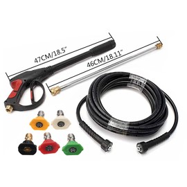 Pressure Washer Gun Kit 3000psi Long Power Washer Gun with Power Washer Hose&5 Spray Nozzle Tips Durable Handheld Power Washers Extension Wand Replacement