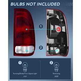 Nilight Taillight Assembly Compatible with Ford 1997 1998 1999 2000 2001 2002 2003 2004 2005 2006 2007 F150 Styleside F250 F350 F450 F550 Super Duty Dark Red Rear Lamp OE Style