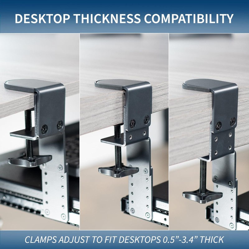 VIVO Large Height Adjustable Clamp-on Keyboard Tray, Extra Sturdy Pull