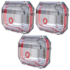 jojofuny 3pcs Wireless Earphone Protector Case Cover for Clear TPU Full Scratch Resistant for Daily Use and Outdoor Activities Compatible Red