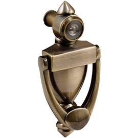 "Nuk3y Door Knocker & Viewer, 9/16 in. Bore, 220-Degree View Angle (5-1/2"" Height, Antique Brass)"
