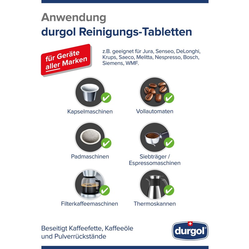 durgol Cleaning Tablets - Cleans, Protects and Maintains Coffee Machines
