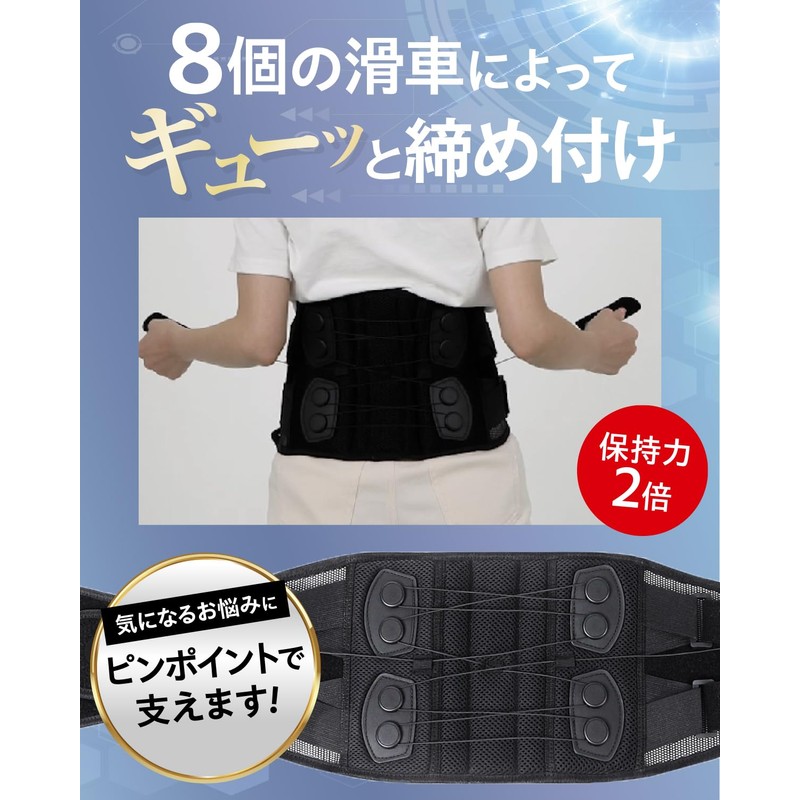 Meditect メディテクト 【整体師監修】 腰サポーター 腰ベルト 骨盤ベルト 滑車式 コルセット 男女兼用 メッシュ通気性