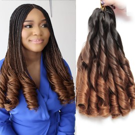 French Curly Braiding Hair 12 Inch Loose Wavy Hair for Braiding Hair Extensions Synthetic French Curl Crochet Braids for Black Women 8 Packs 1B/33/30