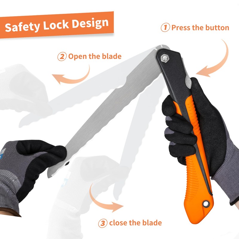 MINOVA Folding Insulation Hand Saw, 10 Inch Steel Blade Wavy