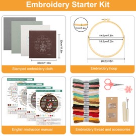 EeeKitOnline 4 Embroidery Starter Set for Beginners Cross Stitch Stamped DIY Craft Tool