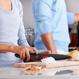 hecef Black Kitchen Knife Set of 6, Dishwasher Safe, Sharp Knives with Stainless Steel Blade, Lightweight Handle, Non-stick Coating Set Includes 7", 5", 3.5" Knives