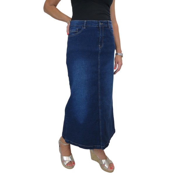 icecoolfashion Women's Very Stretchy Denim Maxi Skirt Ladies Casual Straight