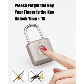 Fingerprint Padlock, ATITI Smart Lock with Keyless, Easy to Set Your Fingerprint, Biometric Padlock Suitable for Locker, Gym, School, Office, Fence, Storage, Hasp, Deadbolt, Door(1 Pack)