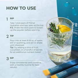 Primal Hydration Lemon-Berry Electrolyte Drink – 0g Sugar, Vitamin C, B3, B6, B12, Calcium, Magnesium, Sodium, Potassium & Coconut Water