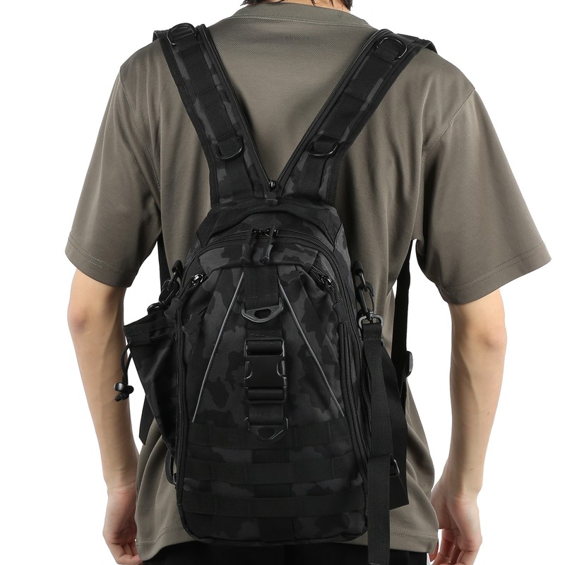 Backpack Knapsack Shoulder Messenger Bag Fishing Mountaineering Outdoor Lure Bagblack