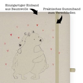 Mr. & Mrs. Panda DIN A4 Baumwoll Notizbuch Eisbär Umarmen - Geschenk, süße Tiermotive, Tiere, Skizzenbuch, gute Laune, Notizblock, Kladde, Journal, Schreibheft, lustige Sprüche, Notizen