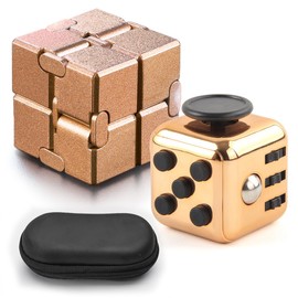 SALUDABLE Fidget Cube Infinity Cube Infinity Stress Relief Toy Set (Gold)
